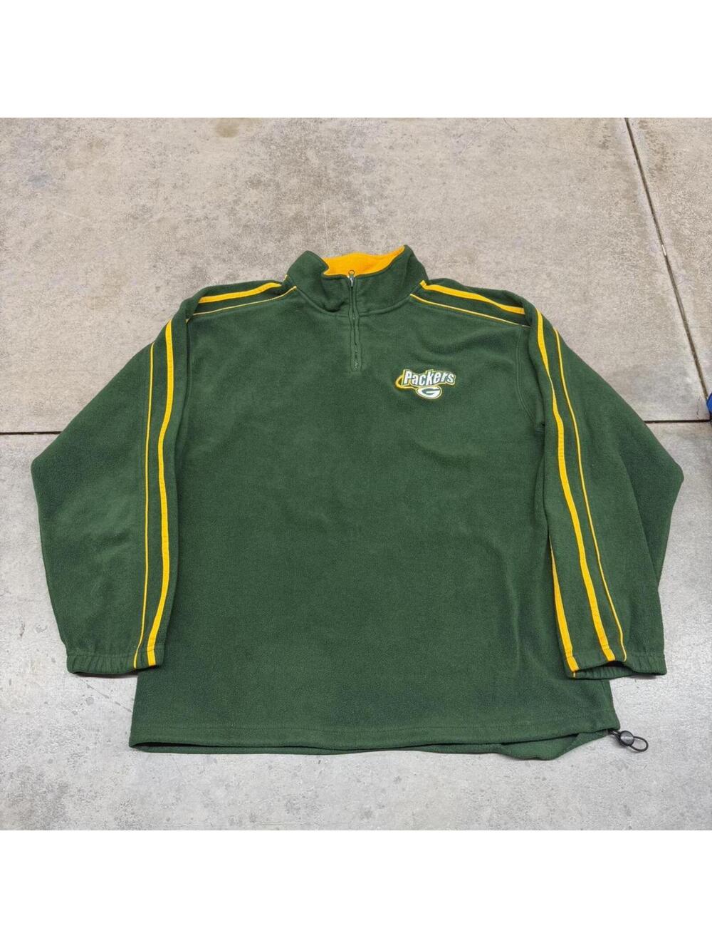 vintage green bay packers quarter zip fleece jacket size xl